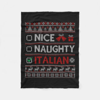 Nice Naughty Italian Funny Christmas Family Matchi Fleecedecke