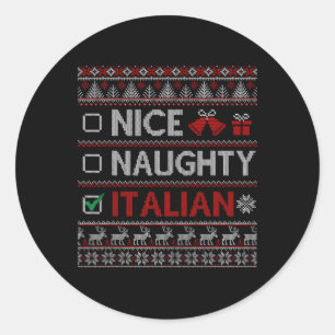 Nice Naughty Italian Funny Christmas Family Matchi Runder Aufkleber