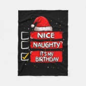Nice Naughty It's My Birthday Christmas List Santa Fleecedecke (Vorderseite)
