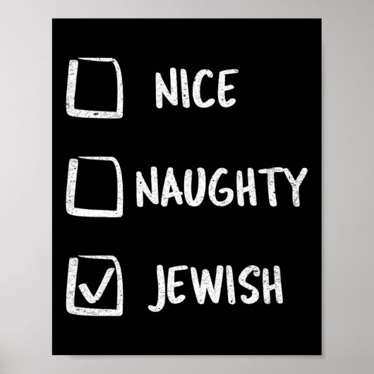 Nice Naughty Jewish Hanukkah Geschenk Weihnachten Poster (Vorne)