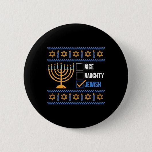 Nice Naughty Jewish Ugly Hanukkah - Hanukkah Button (Vorderseite)