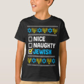 Nice Naughty Jewish Ugly Hanukkah Sweater Chanukah T-Shirt (Vorderseite)