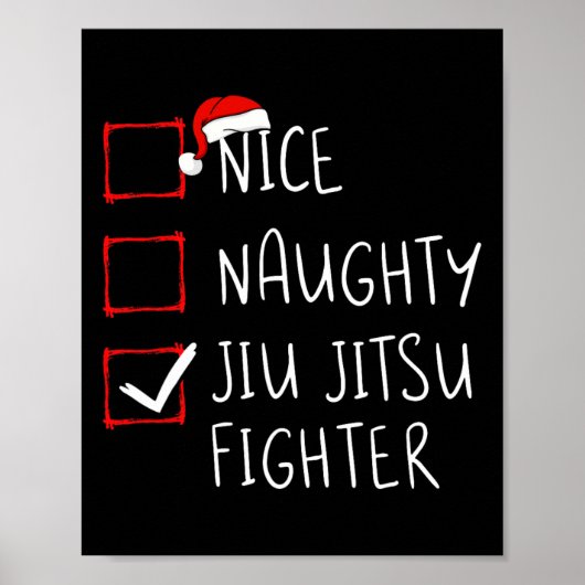Nice Naughty Jiu Jitsu Fighter List Weihnachtsmann Poster (Vorne)
