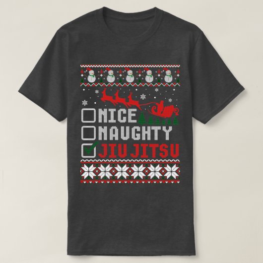 Nice Naughty Jiu Jitsu Ugly Christmas Sweater T-Shirt (Design vorne)