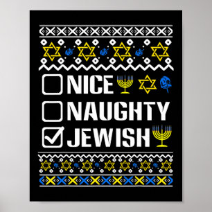 Nice Naughty jüdischen Hanukkah Chanukah jüdischen Poster