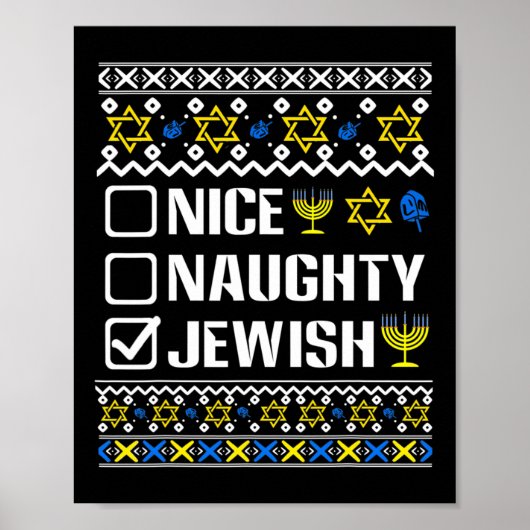 Nice Naughty jüdischen Hanukkah Chanukah jüdischen Poster (Vorne)