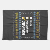 Nice Naughty jüdischen Hanukkah Ugly Sweater Geschirrtuch (Horizontal)