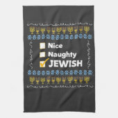 Nice Naughty jüdischen Hanukkah Ugly Sweater Geschirrtuch (Vertikal)