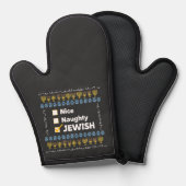 Nice Naughty jüdischen Hanukkah Ugly Sweater Ofenhandschuh (Vorderseite/Rückseite)