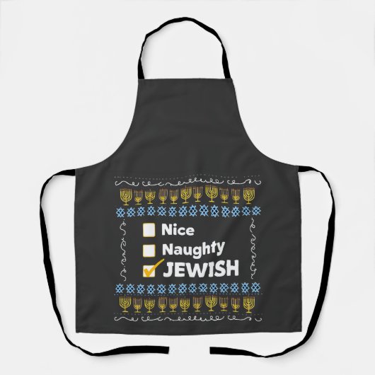 Nice Naughty jüdischen Hanukkah Ugly Sweater Schürze (Vorderseite)