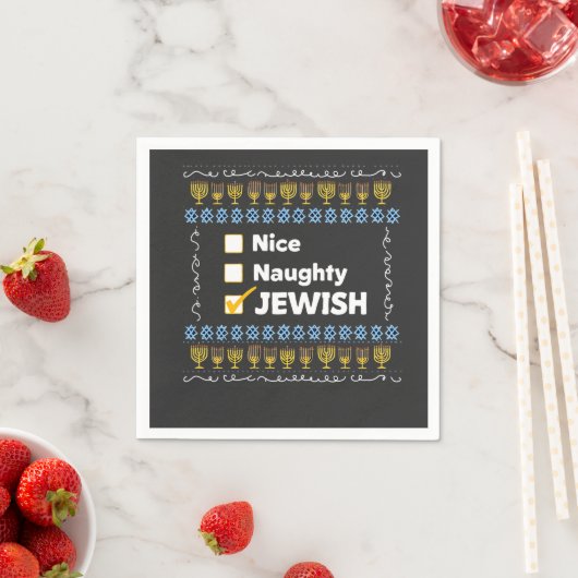 Nice Naughty jüdischen Hanukkah Ugly Sweater Serviette (Beispiel)