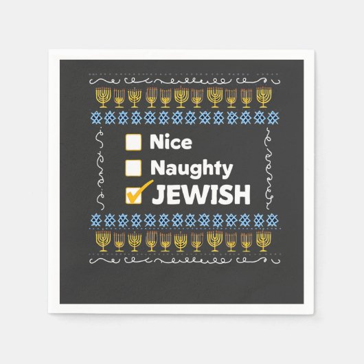 Nice Naughty jüdischen Hanukkah Ugly Sweater Serviette (Vorderseite)