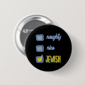 Nice Naughty jüdischen Ugly Hanukkah Sweater Chanu Button (Vorne & Hinten)