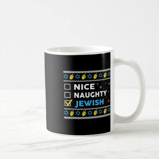 Nice Naughty jüdischen Ugly Hanukkah Sweater Chanu Kaffeetasse (Rechts)