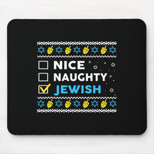 Nice Naughty jüdischen Ugly Hanukkah Sweater Chanu Mousepad (Vorne)