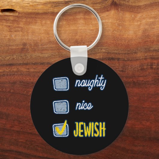 Nice Naughty jüdischen Ugly Hanukkah Sweater Chanu Schlüsselanhänger (Vorderseite)