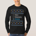 Nice Naughty jüdischen Ugly Hanukkah Sweater Chanu T-Shirt<br><div class="desc">Nice Naughty jüdisch Ugly Hanukkah Sweater Chanukah Juden</div>