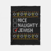 Nice Naughty jüdischen Ugly Hanukkah Sweater Funny Fleecedecke (Vorderseite)
