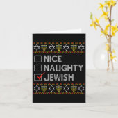Nice Naughty jüdischen Ugly Hanukkah Sweater Funny Karte (Gelbe Blume)