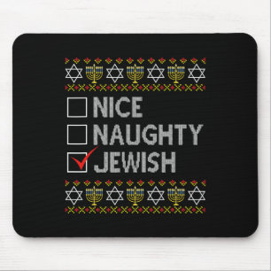 Nice Naughty jüdischen Ugly Hanukkah Sweater Funny Mousepad