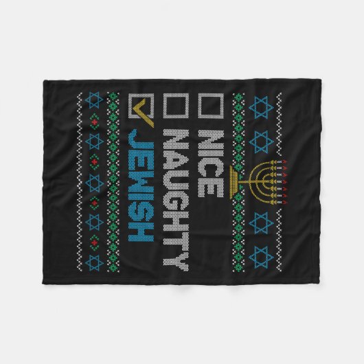 Nice Naughty jüdischen Ugy Weihnachten Sweater Fun Fleecedecke (Vorderseite (Horizontal))