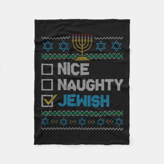 Nice Naughty jüdischen Ugy Weihnachten Sweater Fun Fleecedecke (Vorderseite)
