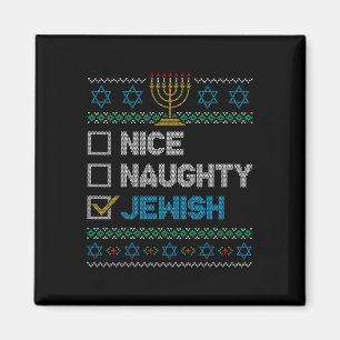 Nice Naughty jüdischen Ugy Weihnachten Sweater Fun Magnet