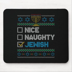 Nice Naughty jüdischen Ugy Weihnachten Sweater Fun Mousepad