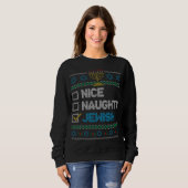 Nice Naughty jüdischen Ugy Weihnachten Sweater Fun Sweatshirt (Vorne ganz)