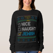 Nice Naughty jüdischen Ugy Weihnachten Sweater Fun Sweatshirt (Vorderseite)