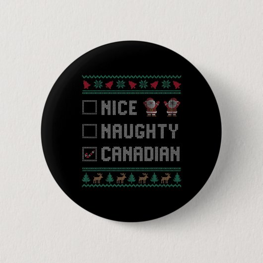 Nice Naughty Kanadian Christmas Pajama Matching Button (Vorderseite)