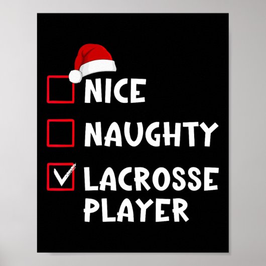 Nice Naughty Lacrosse Player List Weihnachten Poster (Vorne)