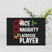 Nice Naughty Lacrosse Player Weihnachtsliste Einladung (Stehend Vorderseite)