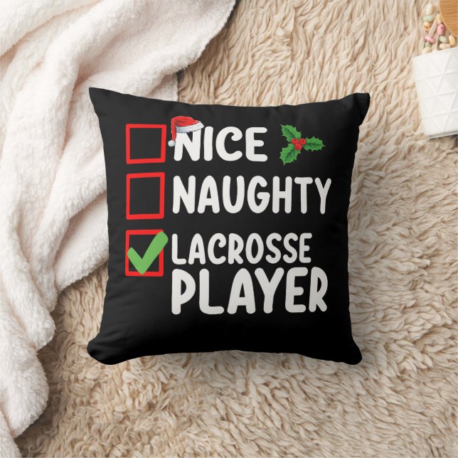 Nice Naughty Lacrosse Player Weihnachtsliste Kissen (Decke)