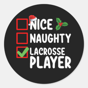 Nice Naughty Lacrosse Player Weihnachtsliste Runder Aufkleber