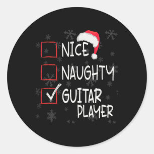 Nice Naughty Lead Guitar Spielerliste Weihnachten Runder Aufkleber