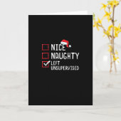 Nice Naughty Left Unsupervised Christmas List Karte (Gelbe Blume)