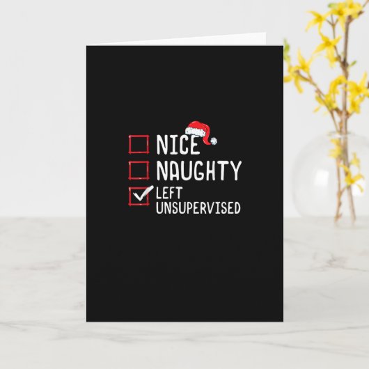 Nice Naughty Left Unsupervised Christmas List Karte (Gelbe Blume)