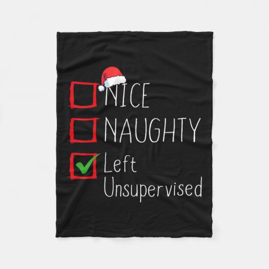 Nice Naughty Left Unsupervised Christmas List Sant Fleecedecke (Vorderseite)
