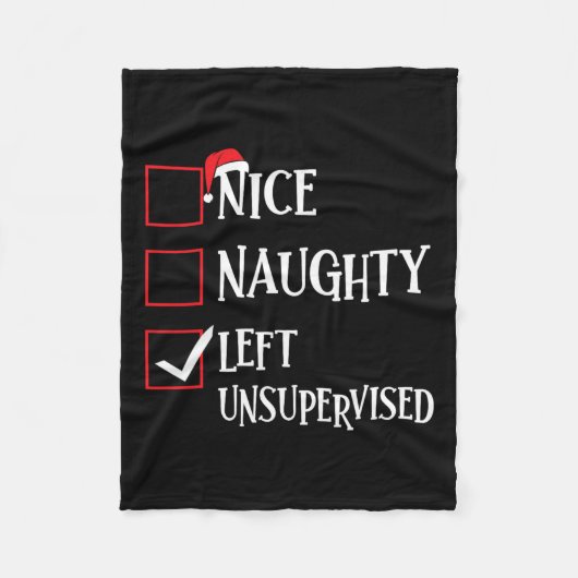 Nice Naughty Left Unsupervised Christmas List Sant Fleecedecke (Vorderseite)