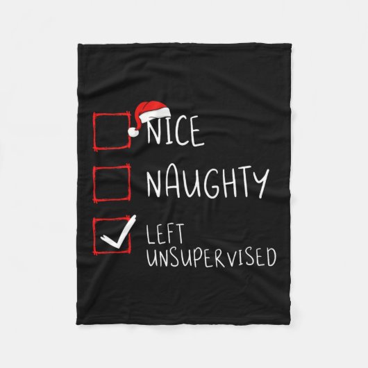 Nice Naughty Left Unsupervised Christmas List Sant Fleecedecke (Vorderseite)