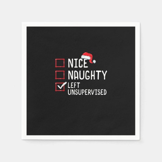 Nice Naughty Left Unsupervised Christmas List Serviette (Vorderseite)