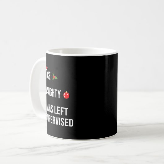 Nice Naughty Left Unsupervised Funny Christmas Kaffeetasse (Vorderseite Links)