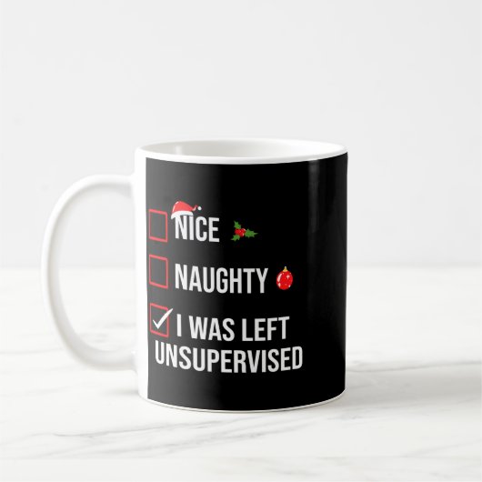 Nice Naughty Left Unsupervised Funny Christmas Kaffeetasse (Links)