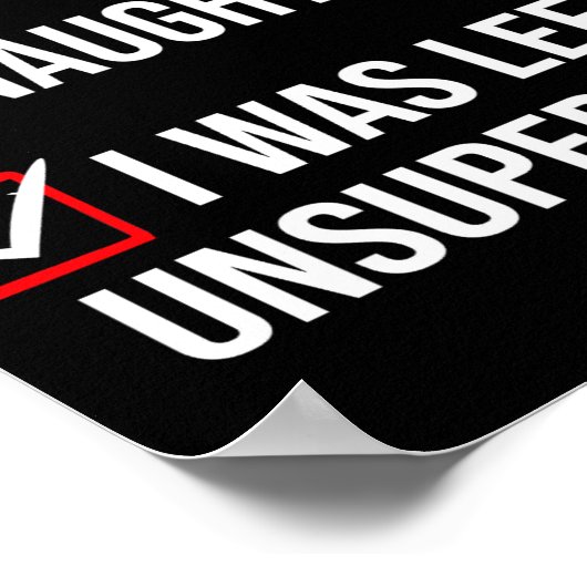 Nice Naughty Left Unsupervised Funny Christmas Poster (Ecke)