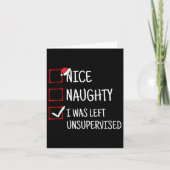 Nice Naughty Links unbeaufsichtigt Weihnachten Karte (Vorderseite)