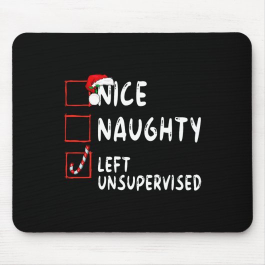 Nice Naughty Links unbeaufsichtigt Weihnachten Wei Mousepad (Vorne)