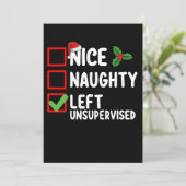Nice Naughty Links unbeaufsichtigt Weihnachtsliste Einladung (Stehend Vorderseite)