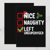 Nice Naughty Links unbeaufsichtigt Weihnachtsliste Einladung (Vorne/Hinten)