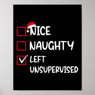Nice Naughty Links unbeaufsichtigt Weihnachtsliste Poster